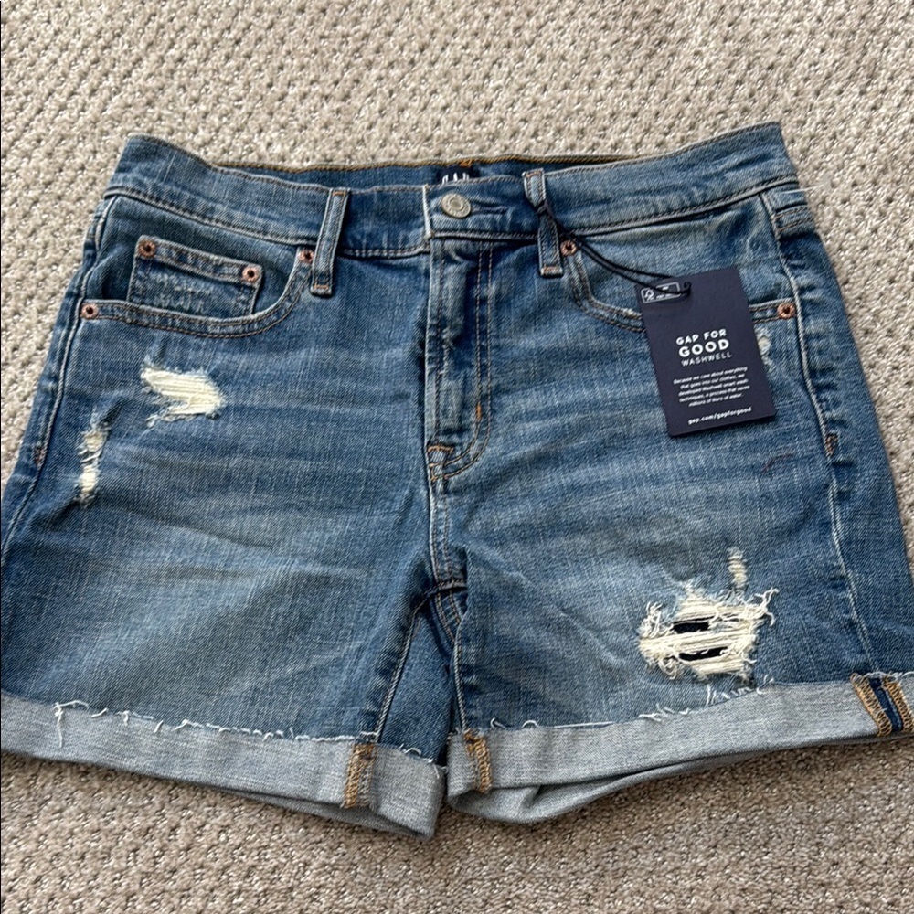 GAP Blue Jean Shorts with Distressed Details